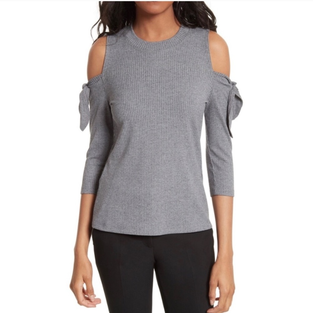 Rebecca Taylor Sz M Cold Shoulder Ribbed Top EUC